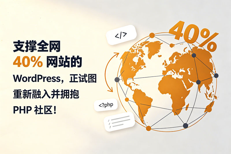 支撑全网 40% 网站的 wordpress，正试图重新融入并拥抱 php 社区！